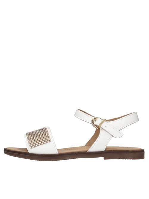 Sandali flat in pelle e strass DIANETTI | 1645 NAPPABIANCO